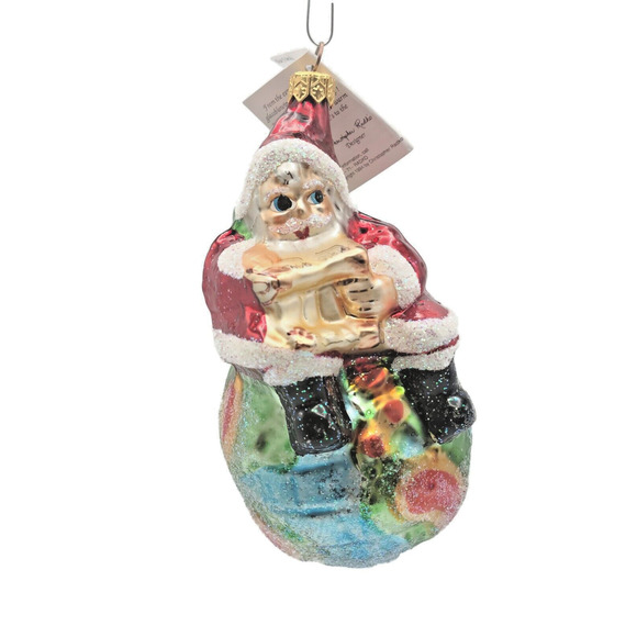 Christopher Radko On Top of the World Santa Claus Glass Christmas Tree Ornament - Picture 1 of 9
